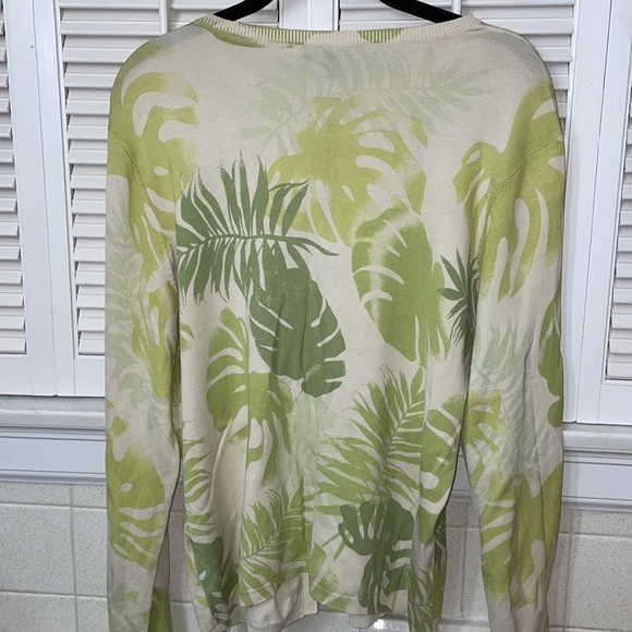 Kasper leaf sweater tank set L XL resort spring green sweater set two piece - Picture 2 of 4